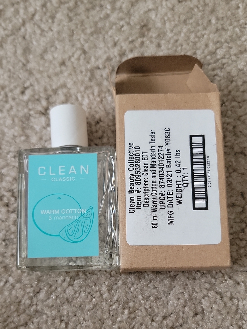 CLEAN Classic Warm Cotton & Mandarin 60ml- Aqua Label